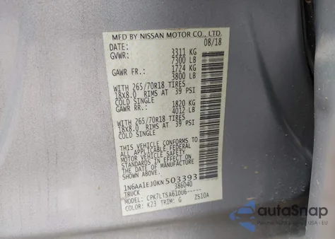 2019 Nissan Titan Sv from USA, damaged, VIN 1N6AA1EJ0KN503393
